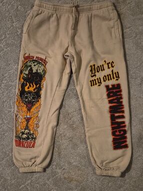 Beige Graphic 'You're My Only Nightmare' Sweatpants